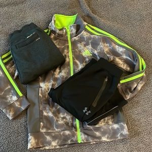 (3) Boys Size 7/Small Joggers & Adidas Track Jacket, Under Armor &-Fit Hurley